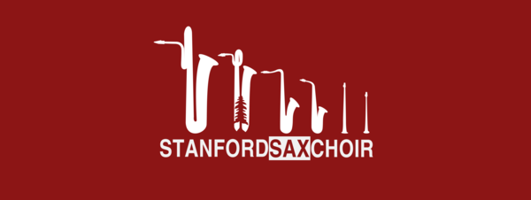 Six saxophones arranged by size.